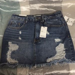 Forever 21 Distressed Jean Skirt